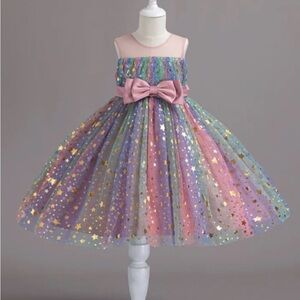 Mia Belle Make A Wish Star Sequin Tulle Dress